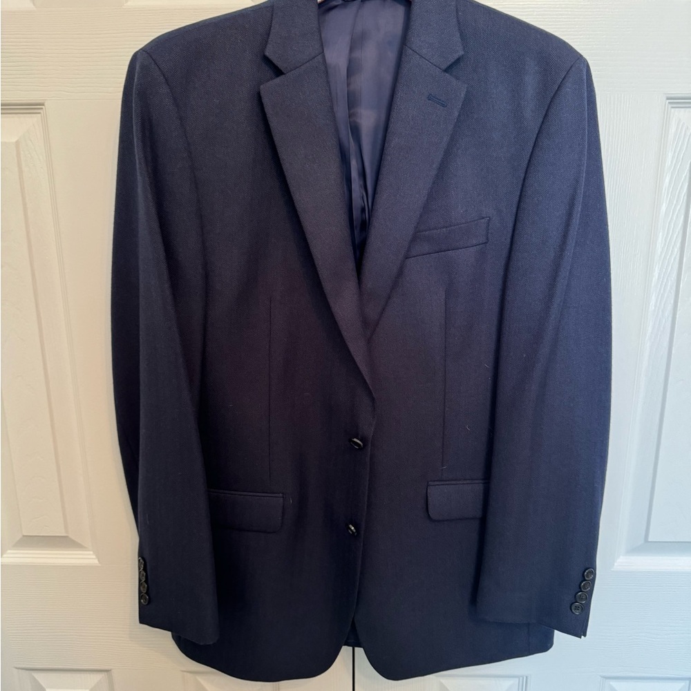 Ralph Lauren Blazer blue with faint herringbone pattern 42L gently worn